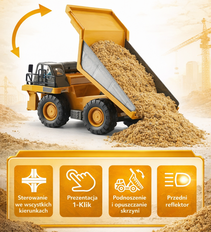 Wywrotka RC Zdalnie Sterowana – Kiprowana Skrzynia, Światła Robocze